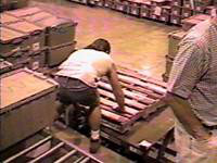 Fig. 8: Workers bend to lift pallets several times during a shift.